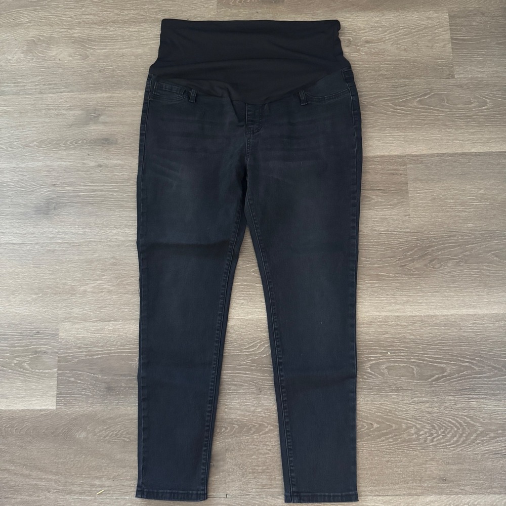 SHEIN Maternity Jeans Women XL Black Over-the-Belly Skinny Stretch Denim
